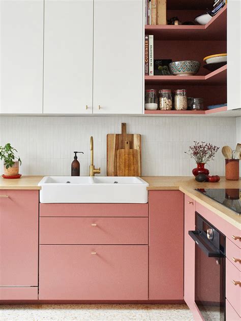 pink steel cabinet|photos of pink kitchens.